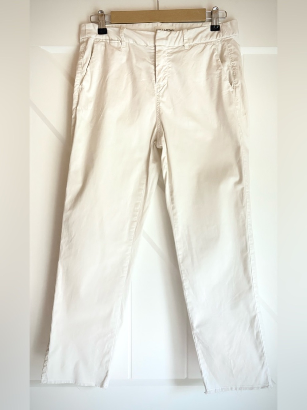Nili Lotan East Hampton Pants Off White Straight Crop Raw Hem 6